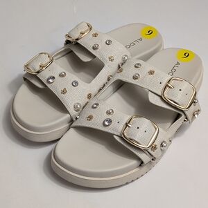 Aldo White Studded Sandals NEW